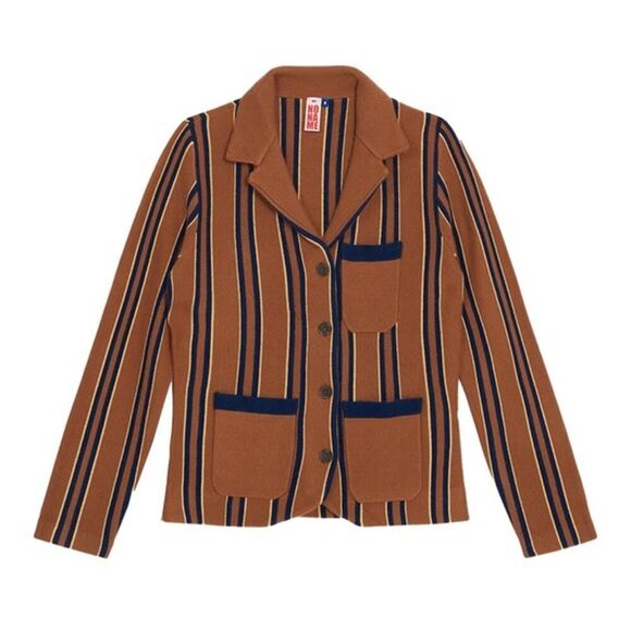 NoName is needed prep pinstripe wool cashmere blazer in nutty stripe XS - Picture 1 of 8